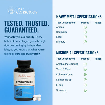 Live Conscious Beyond Collagen Multi Collagen Capsules - Types I, II, III, V & X - Hydrolyzed Blend with Biotin & Vitamin C Live ConsciousUS supplements