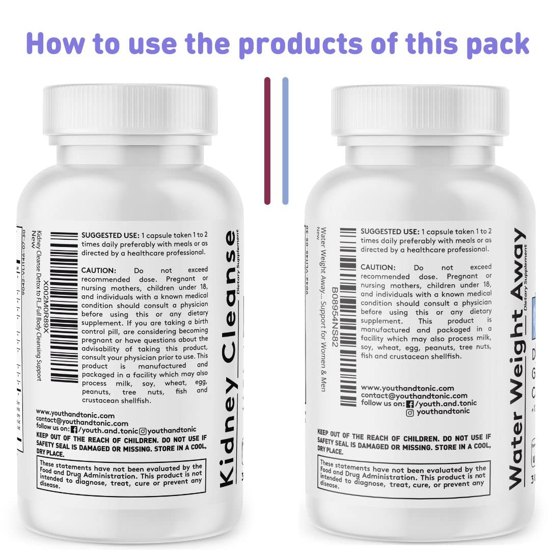 Youth & Tonic Daily Water Retention Pills for Kidney Cleanse Swelling and Excess Body Fluid Youth & TonicAu supplements
