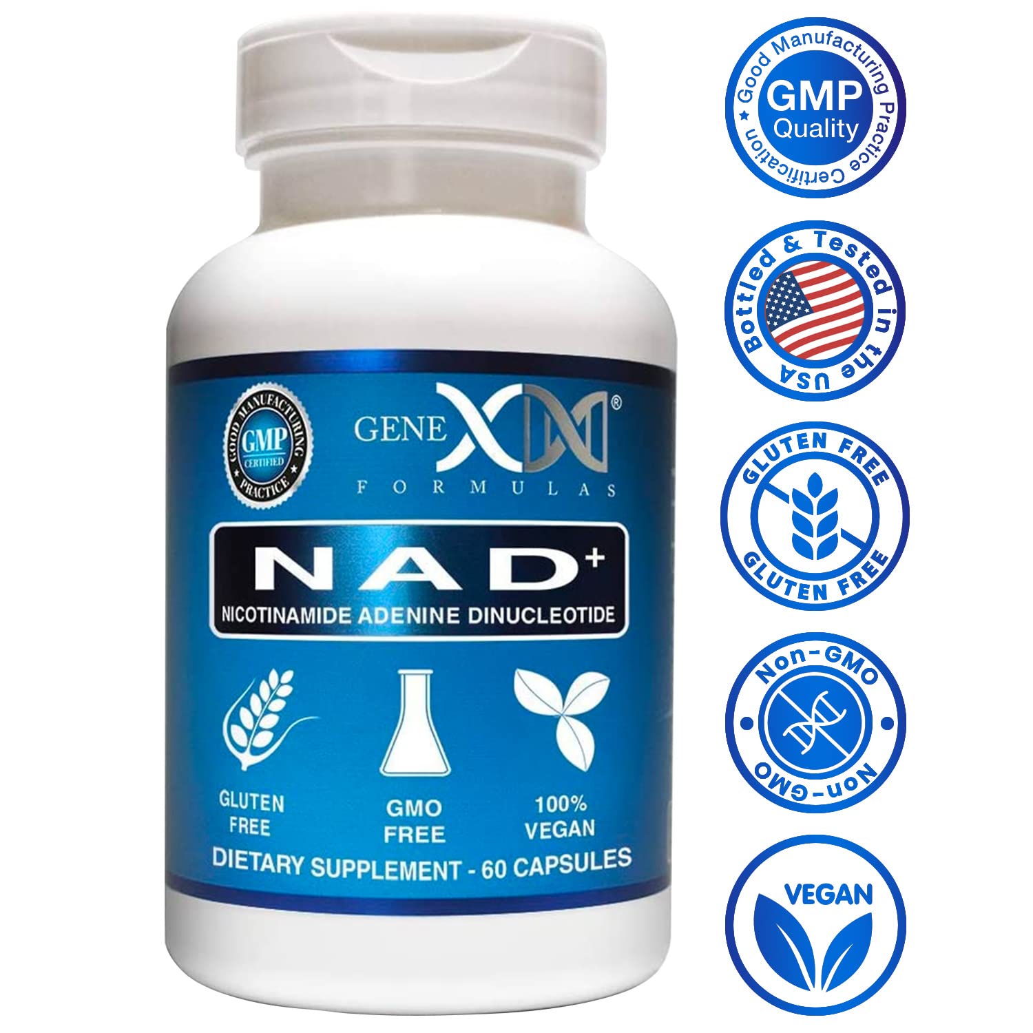 Genex Formulas NAD+ 250mg Serving 60 Capsules Nicotinamide Adenine Dinucleotide (Actual NAD+ Not a Precursor) (1) Genex FormulasAu supplements