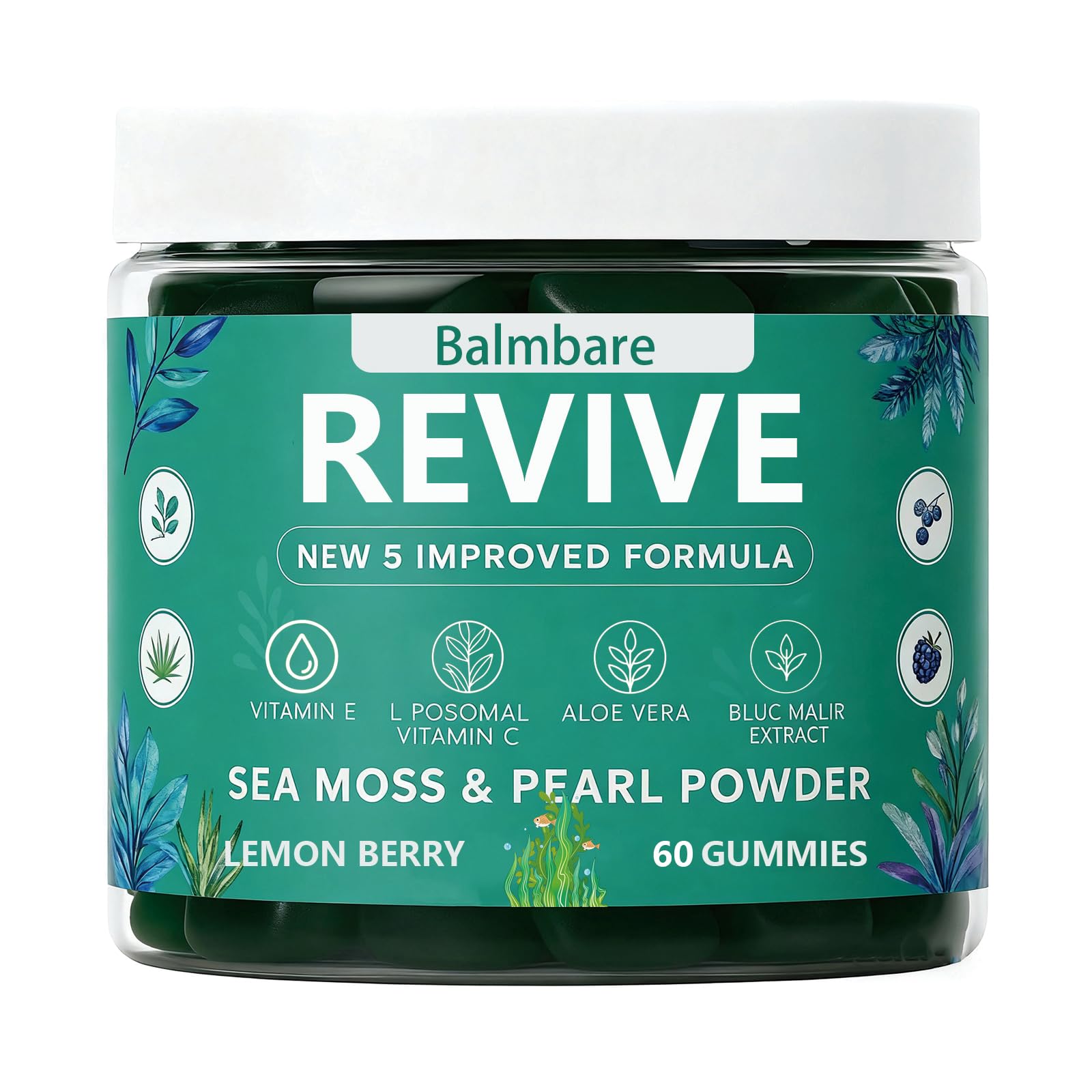 Balmbare Revive Gummies for Hair Loss, with Organic Irish Sea Moss Pearl Powder, Vitamins C & E, Aloe Vera - Supports Healthy Hair, Skin & Nails Growth (1pcs) ReviveNerveAu supplements