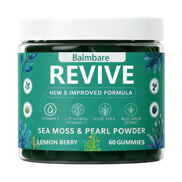 Balmbare Revive Gummies for Hair Loss, with Organic Irish Sea Moss Pearl Powder, Vitamins C & E, Aloe Vera - Supports Healthy Hair, Skin & Nails Growth (1pcs) ReviveNerveAu supplements