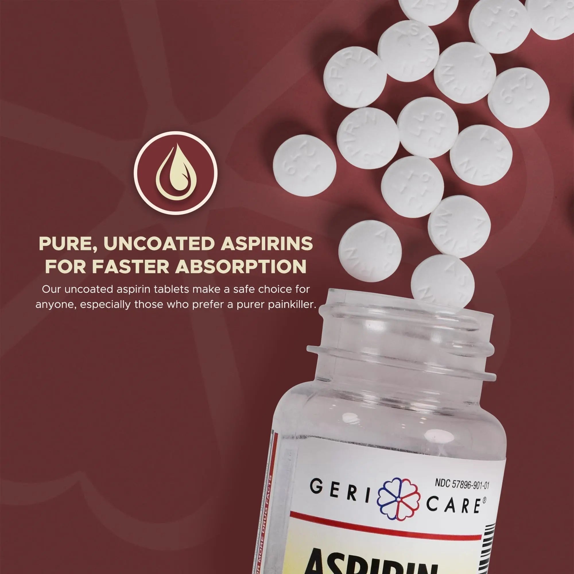 GeriCare Bottled Aspirin 325mg 100 Count Bottle (Pack of 1) GeriCareAu supplements