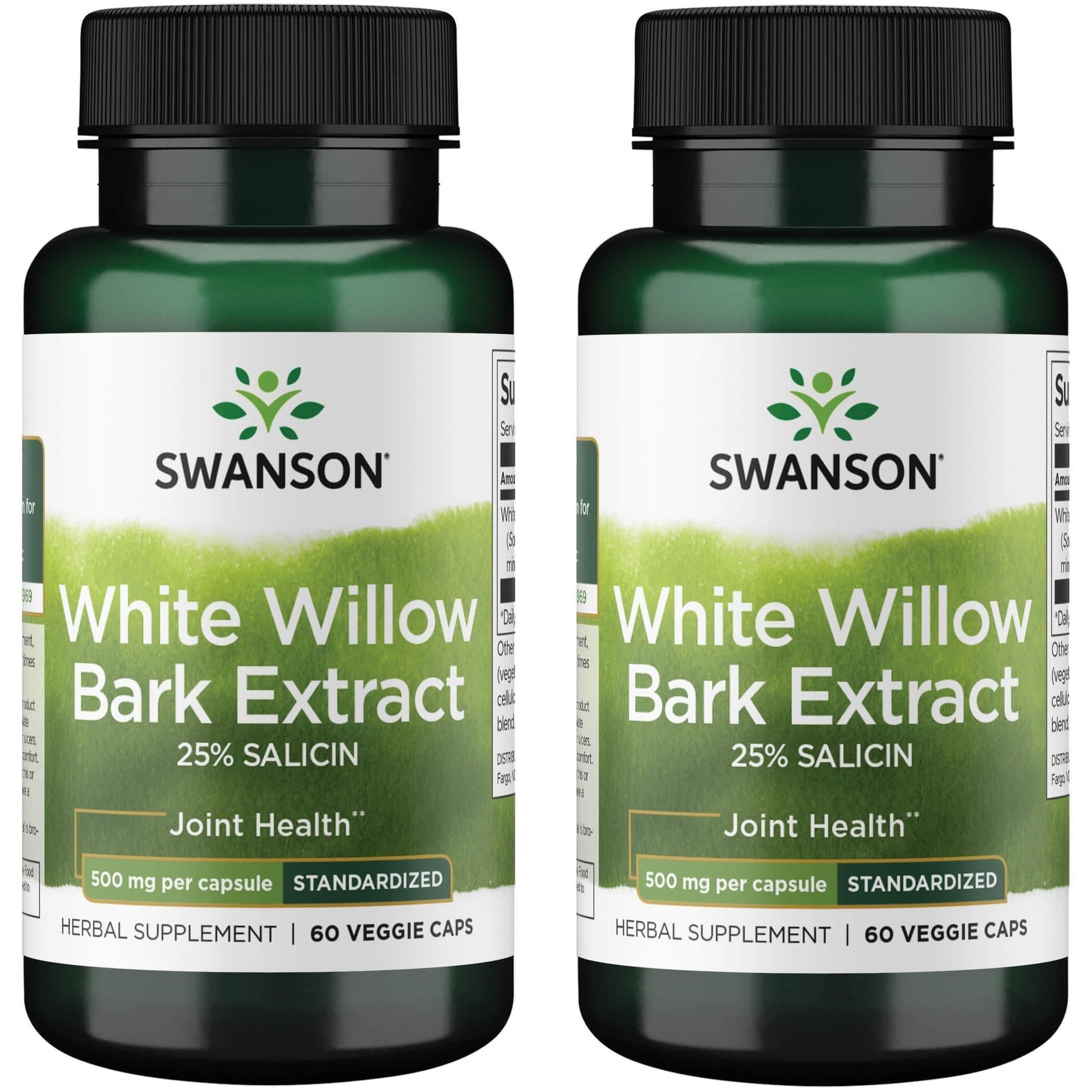 Swanson Maximum Strength White Willow Bark Extract-Promotes Joint Support & Muscle Relief-Standardized to 25% Salicin-Natural Supplement with No Stomach Irritation (60 Veggie Caps, 500mg Each) 2 Pack SwansonAu supplements