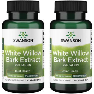 Swanson Maximum Strength White Willow Bark Extract-Promotes Joint Support & Muscle Relief-Standardized to 25% Salicin-Natural Supplement with No Stomach Irritation (60 Veggie Caps, 500mg Each) 2 Pack SwansonAu supplements