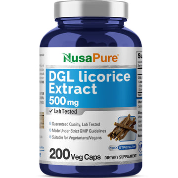 NusaPure DGL Licorice Extract 500 mg 200 Veggie Capsules (Vegan,Non-GMO) NusaPureAu supplements