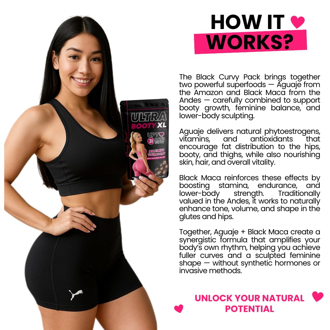 Curvy Fruit Maximum Booty Growth – Ultra Booty Powder with Aguaje + Black Maca – Glute Volume Supplement for Women Curvy FruitAu supplements