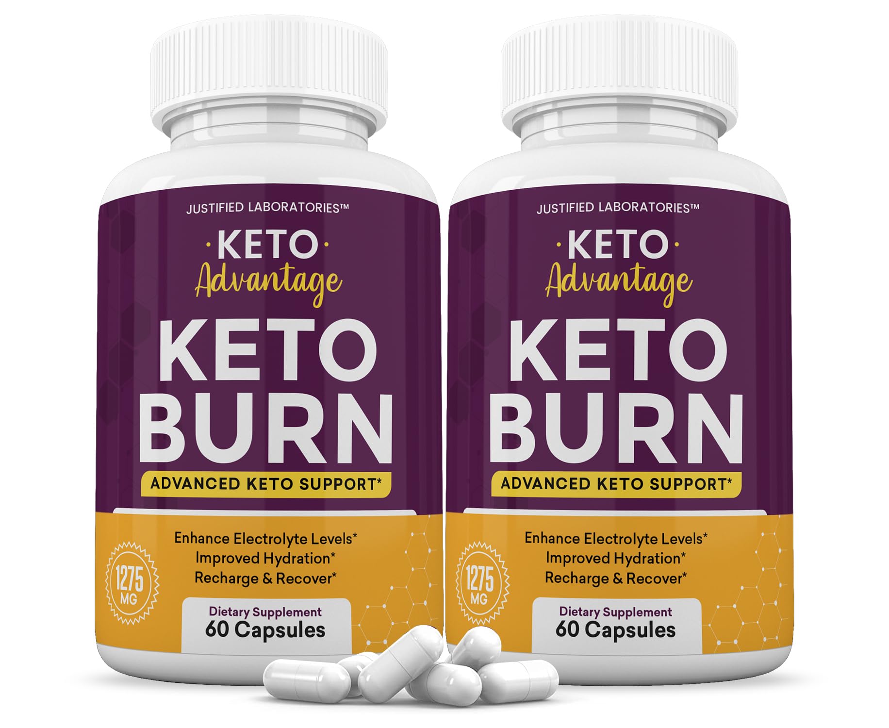 (2 Pack) Keto Advantage Keto Burn Pills 1275MG New & Improved Formula Contains Apple Justified LaboratoriesUS supplements