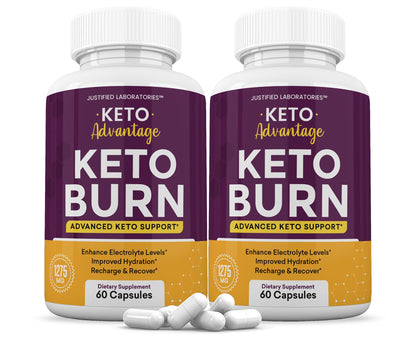 (2 Pack) Keto Advantage Keto Burn Pills 1275MG New & Improved Formula Contains Apple Justified LaboratoriesUS supplements
