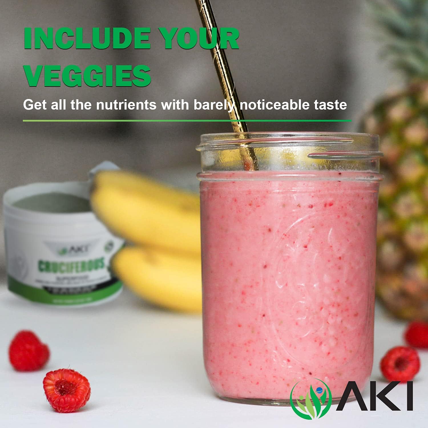 AKI Cruciferous Superfood Green Mix Powder - Made from Kale, Broccoli, Brussels Sprouts, Cabbage - Packed with Essential Phytonutrients & Vitamins ((5.3oz/150g)) AKI ORGANICAu supplements