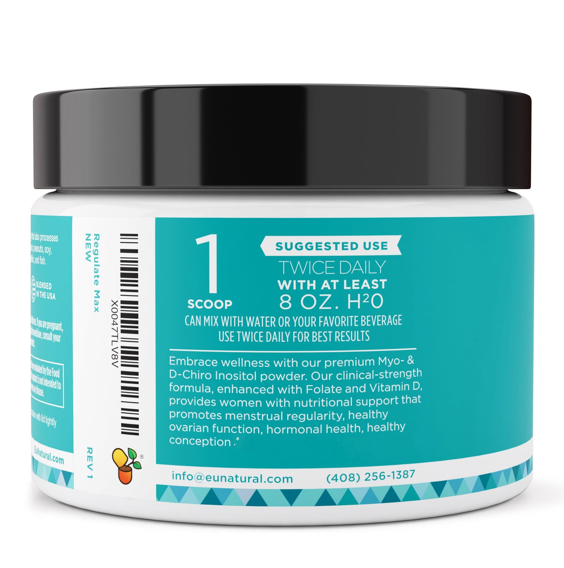 Eu Natural Regulate MAX Myo-Inositol & D-Chiro Inositol Supplement Powder for Women with Vitamin D & Folate Nutritional Support, Hormone Balance & Fertility Support, Unflavored 60 Servings Eu NaturalAu supplements