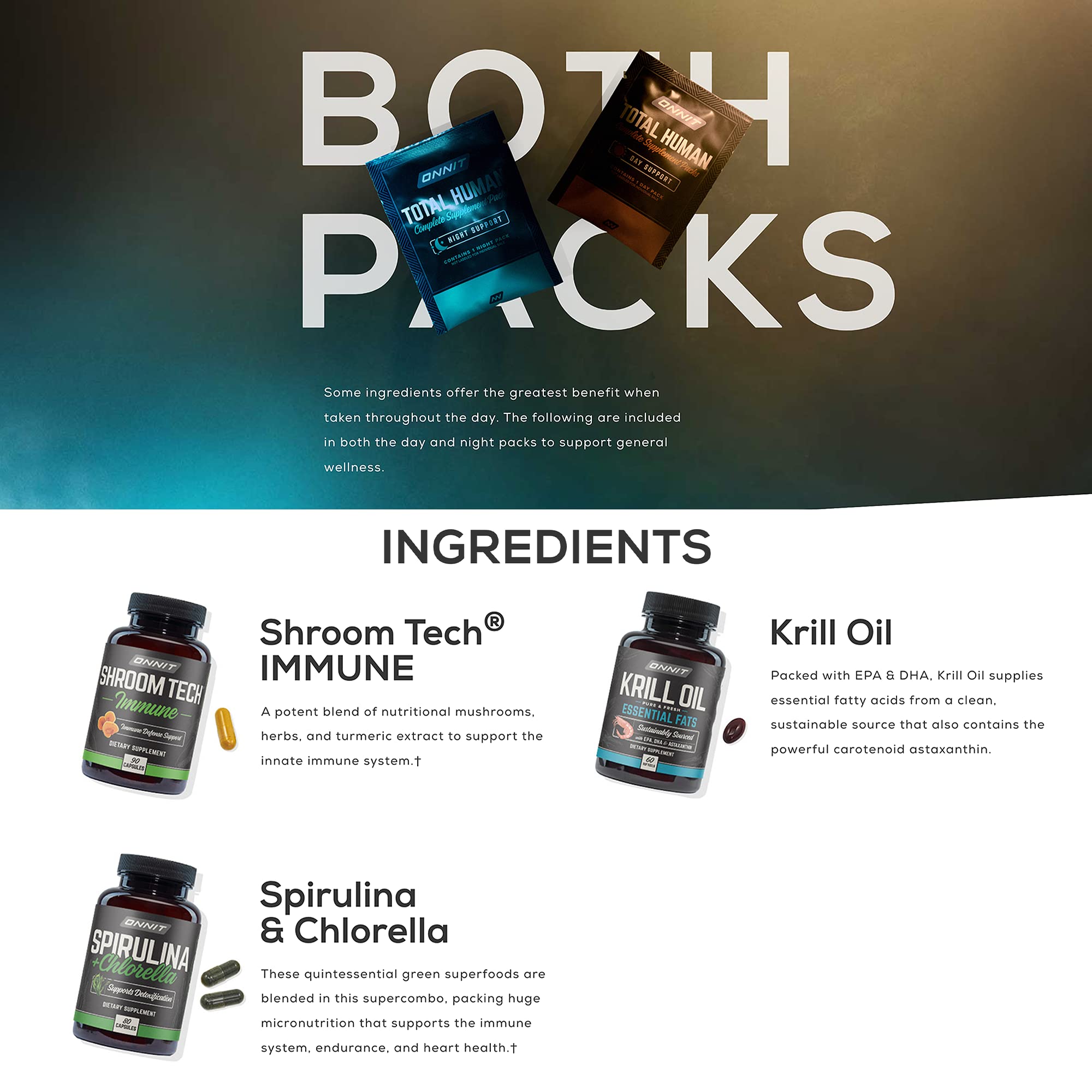 ONNIT Total Human Day and Night Vitamin Packs for Men and Women,Capsule, 30-Day ONNITUS supplements