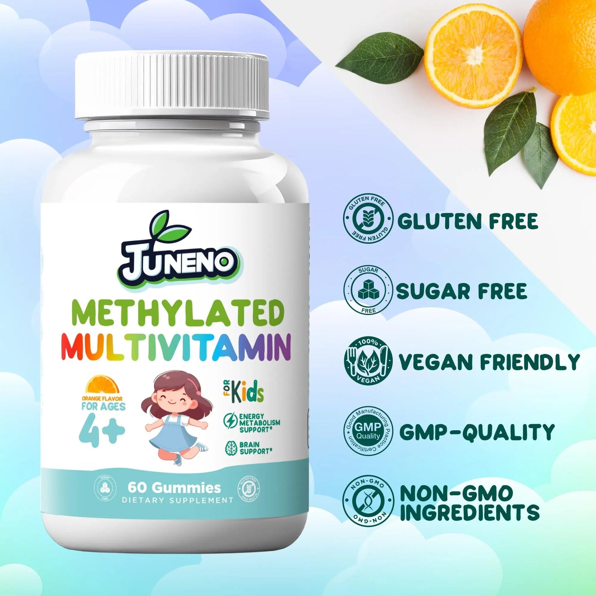 Juneno Methylated Multivitamin Gummies for Kids - MTHFR Support Supplement with B Complex 5-MTHF Folate (L-Methylfolate) JunenoAu supplements