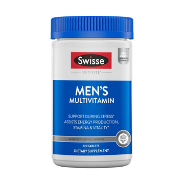 Swisse Ultivite Mens Daily Multivitamins | 50 Vitamins, Antioxidants and Minerals + Adaptogens | Energy, Stress & Immune Support | Mens Vitamins | 120 Tablets SwisseAu supplements