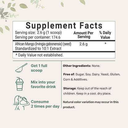 Sustainably Africa Grown, Pure African Mango Powder (Irvingia Gabonensis Powder Micro IngredientsUS supplements