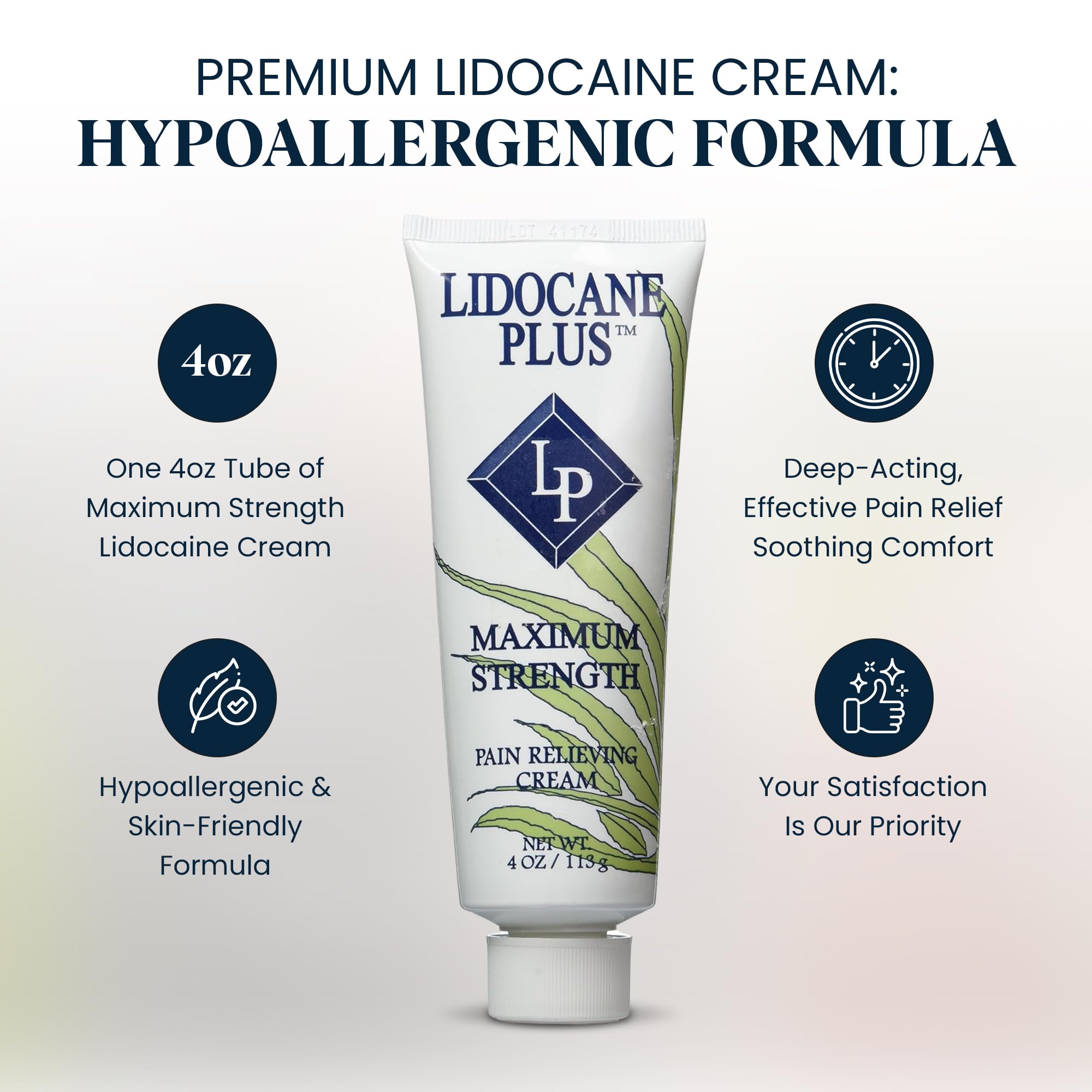 Lidocaine Plus 4% Lidocaine Cream Maximum Strength Pain & Itch Relief - Non-Greasy Formula Numbing Cream - Fast Acting Topical Pain Reliever, Soothing Topical Analgesic Aloe Vera Scent - 4 oz Lidocaine PlusAu supplements