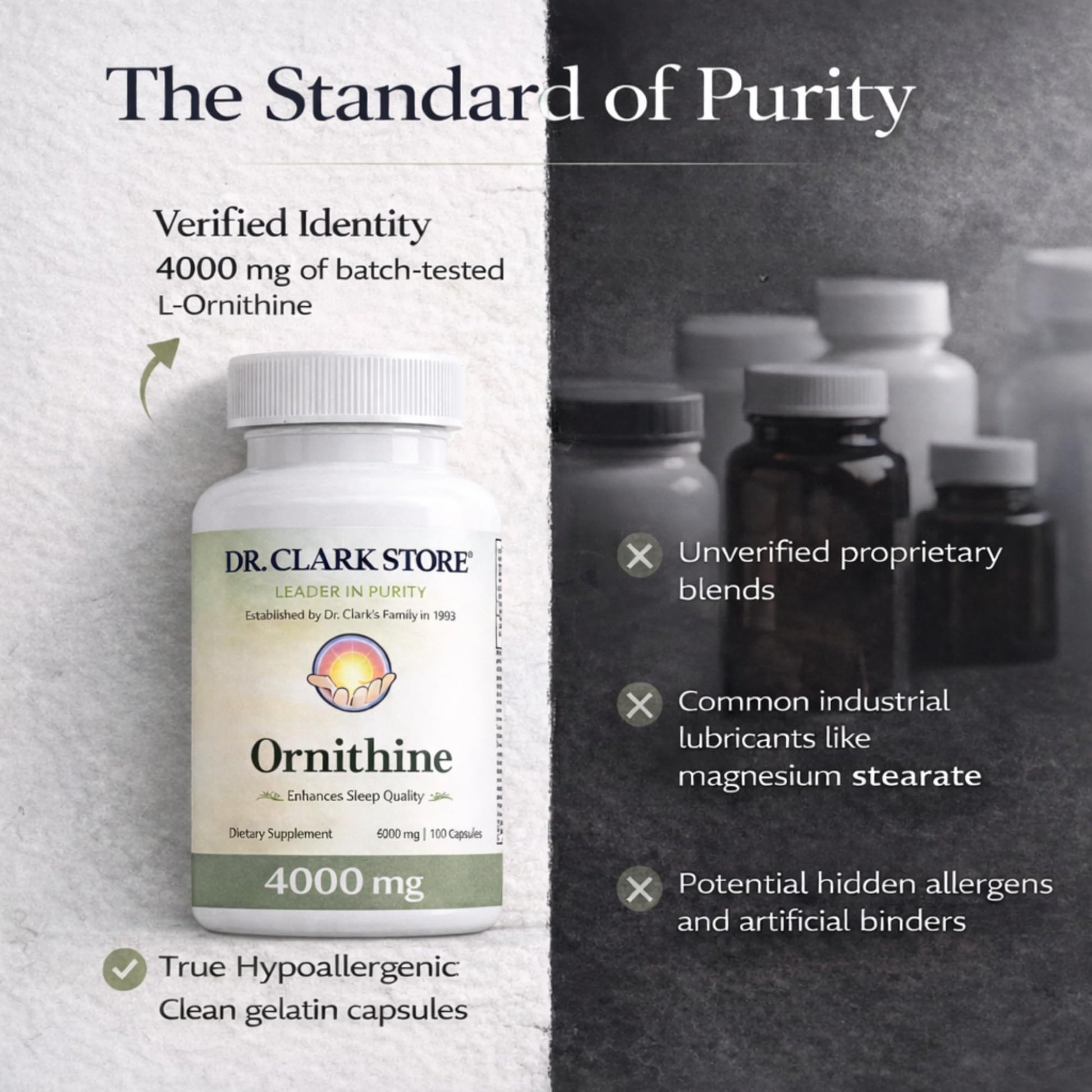 Dr Clark Ornithine Dietary Supplement - Gluten Free, Natural Sleep Aid, Promotes Protein Metabolism, Cleansing and Detoxification, 500mg, 100 Gelatin Capsules Dr Clark StoreAu supplements
