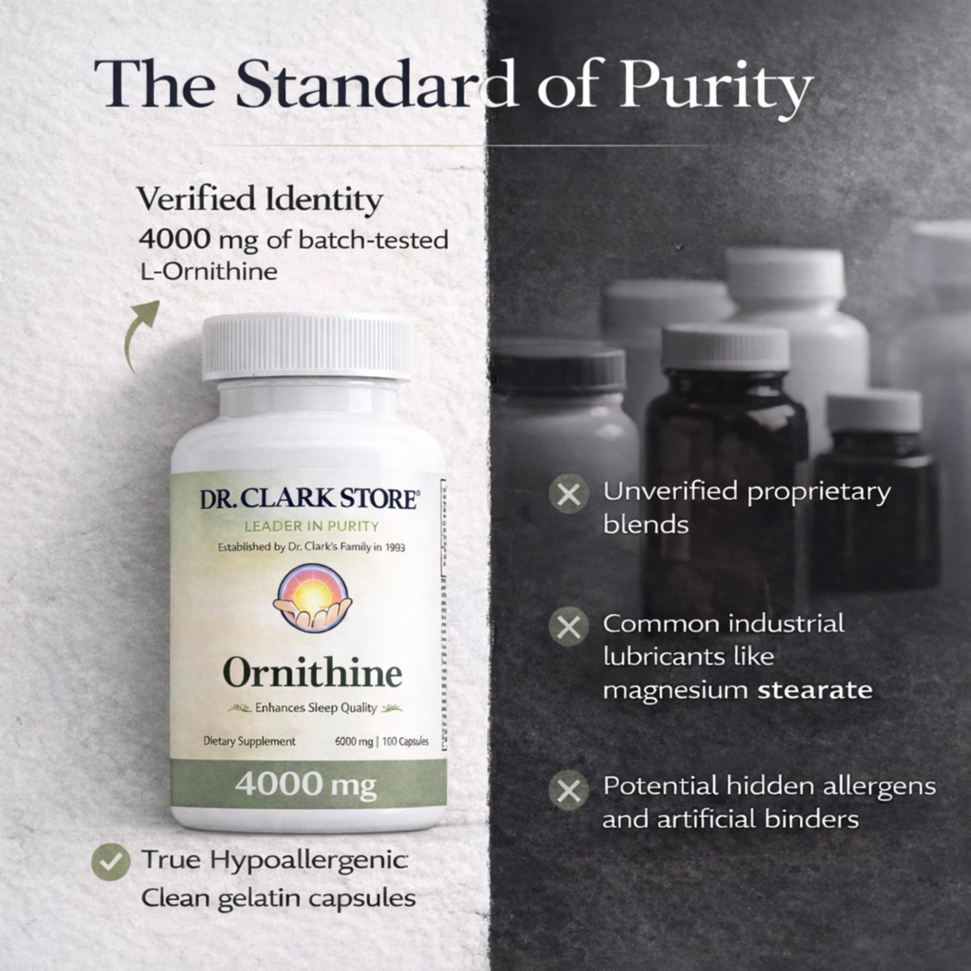 Dr Clark Ornithine Dietary Supplement - Gluten Free, Natural Sleep Aid, Promotes Protein Metabolism, Cleansing and Detoxification, 500mg, 100 Gelatin Capsules Dr Clark StoreAu supplements