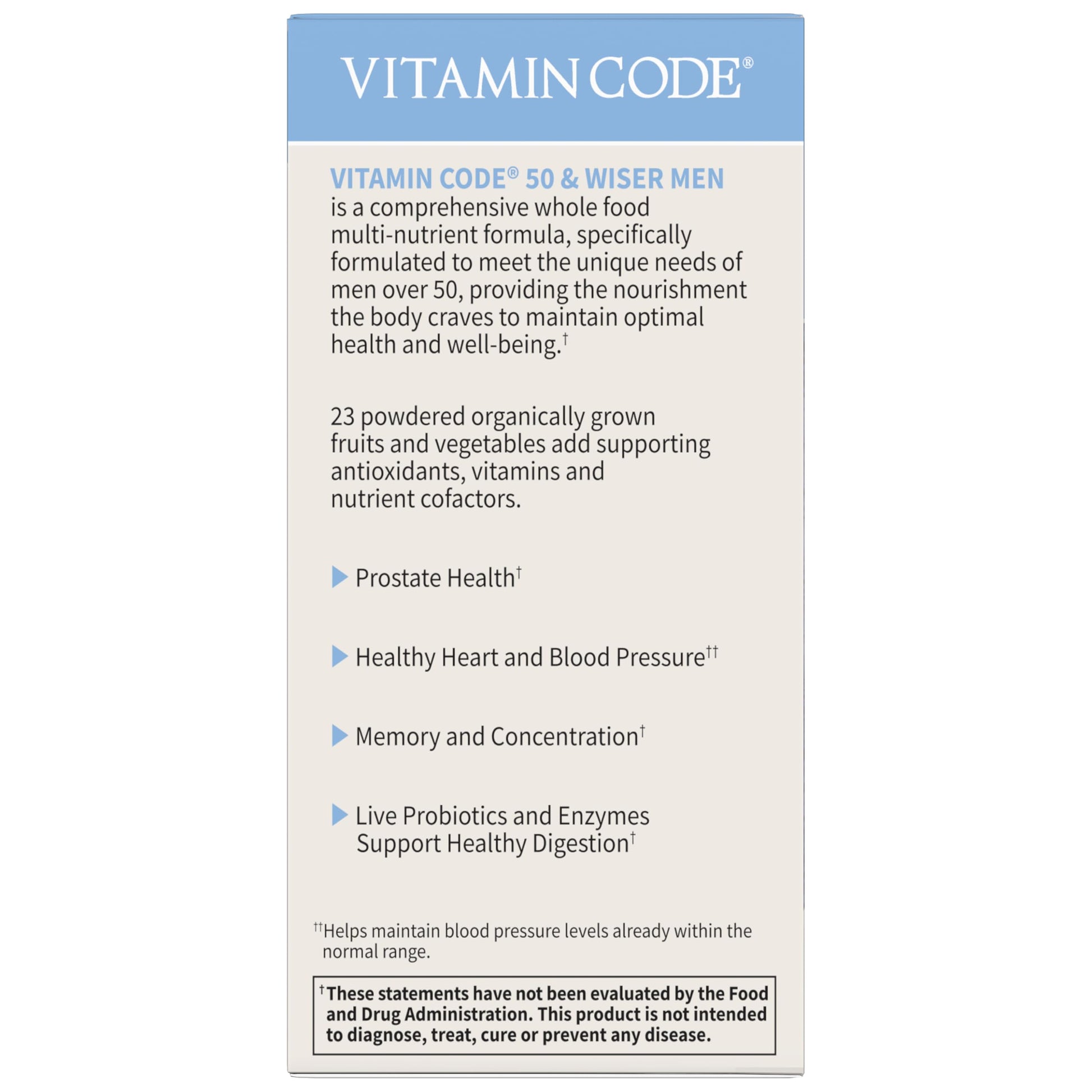 Garden of Life Multivitamin for Men - Vitamin Code 50 & Wiser Men's Raw Whole Food Vitamin Supplement with Probiotics Garden of LifeAu supplements