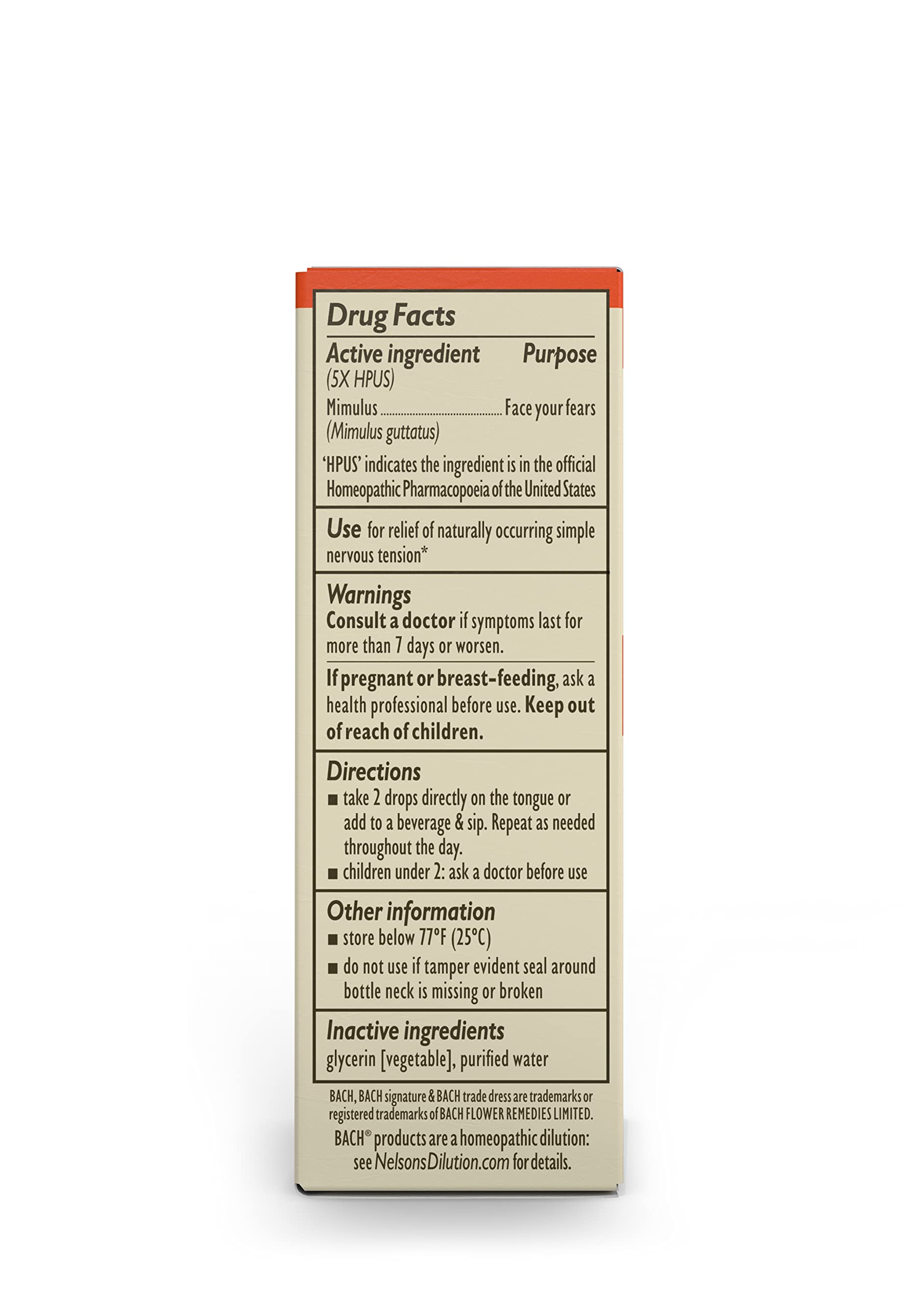Bach Original Flower Remedies, Mimulus for Facing Fears (Non-Alcohol Formula), Natural Homeopathic BachAu supplements
