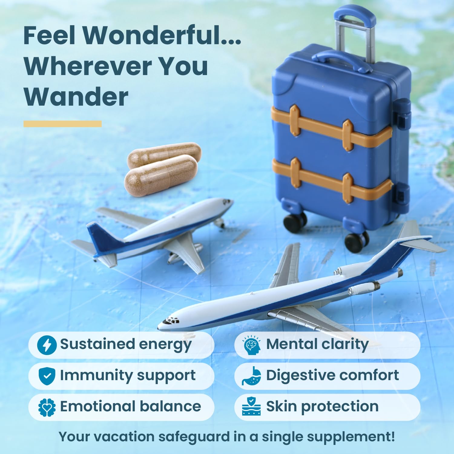Natural Travel Pills - Traveling Supplement for Jet Lag Relief, Digestion, Immunity, Energy, Sleep, Circulation - Vacation and Long Flight Essentials for Men and Women - 30 Day Supply TravelVitaAu supplements