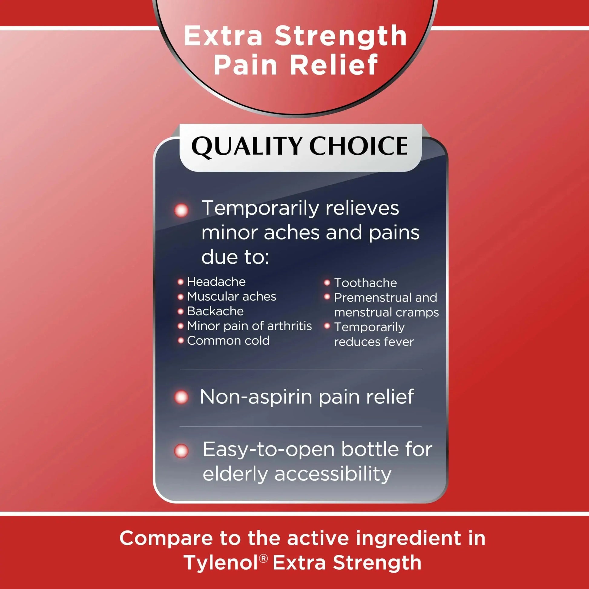 Quality Choice Easy Open Extra Strength Pain Relief, Acetaminophen 500mg Extra Strength, Pain Reliever and Fever Reducer for Headache, Backache, Toothache and Muscle Aches, 150 Count Bottle. Quality ChoiceAu supplements