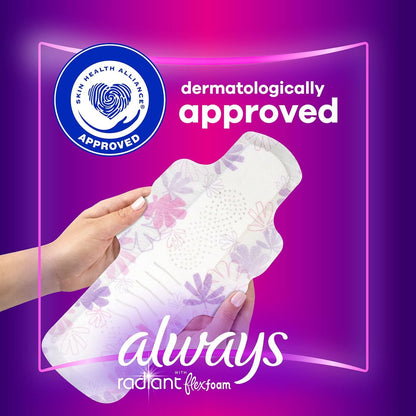 Always Radiant Feminine Pads for Women, Size 4 Overnight Pads AlwaysUS supplements