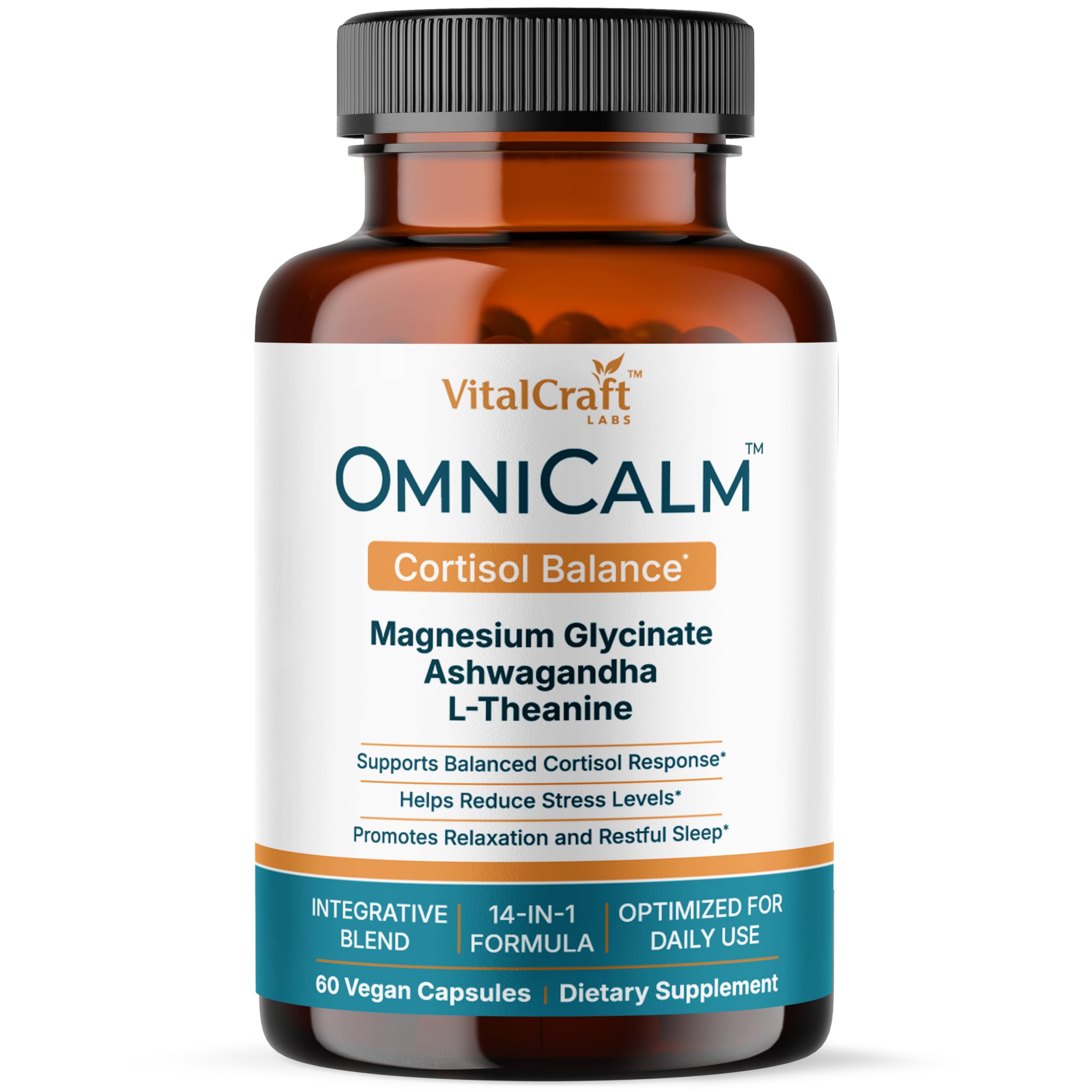 VITALCRAFT LABS OmniCalm Cortisol Supplements for Women & Men | Stress Relief & Sleep Support with Magnesium & Ashwagandha, L Theanine | 14-in-1 Cortisol Reducer, Manager, Detox – USA VITALCRAFT LABSAu supplements