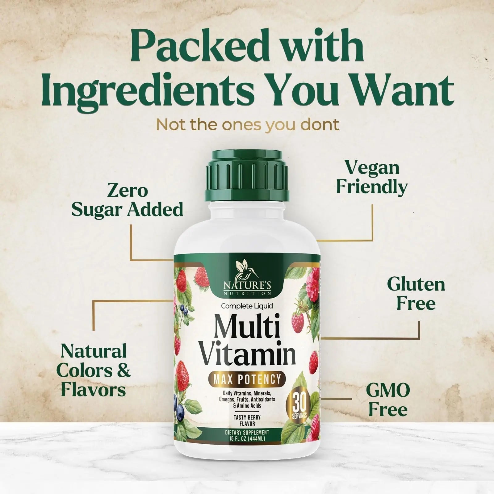 Liquid Multivitamin - Sugar Free Daily Multi Vitamin for Women, Men & Kids, Vitamins A, C, D, B-12, Biotin & Zinc - Supports Faster Hair Growth Nature's NutritionAu supplements