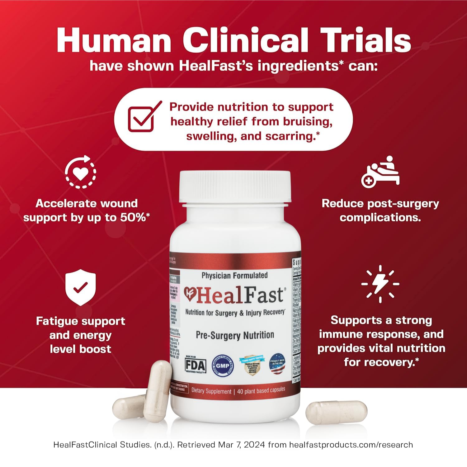 HealFast Surgery & Injury Recovery Supplement (Pre-Op): Quercetin, Probiotics Supplement for Wound, Liposuction, Tummy Tuck, and BBL Post Surgery Supplies HealFastAu supplements