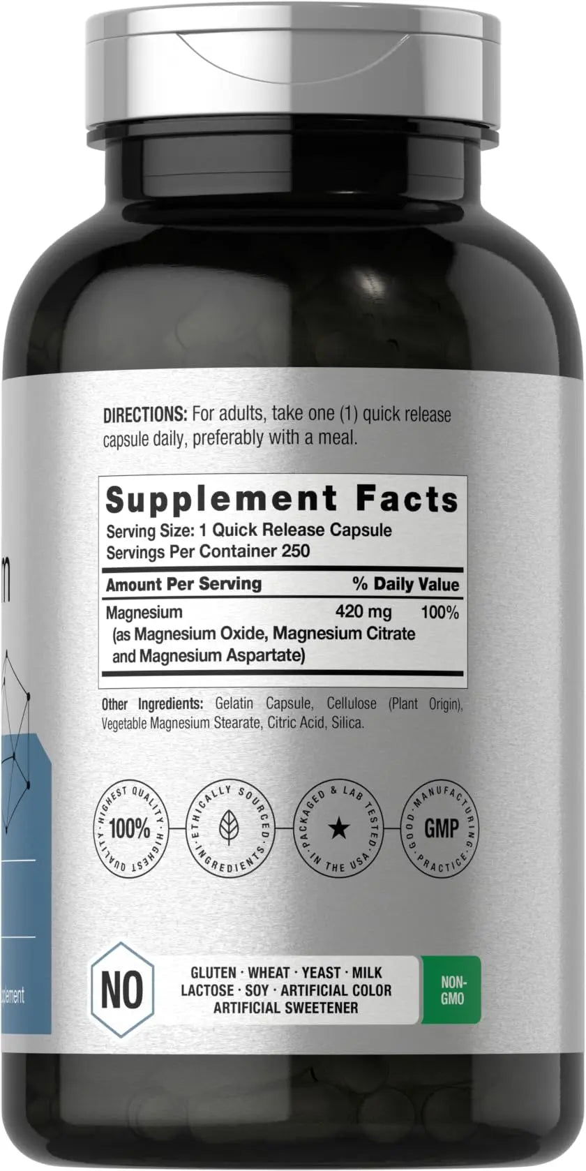 Horbäach Triple Magnesium Complex | 420 mg | 250 Capsules | Non-GMO and Gluten Free Formula | Magnesium Oxide, Citrate, and Aspartate Dietary Supplement Horbäachnz supplements