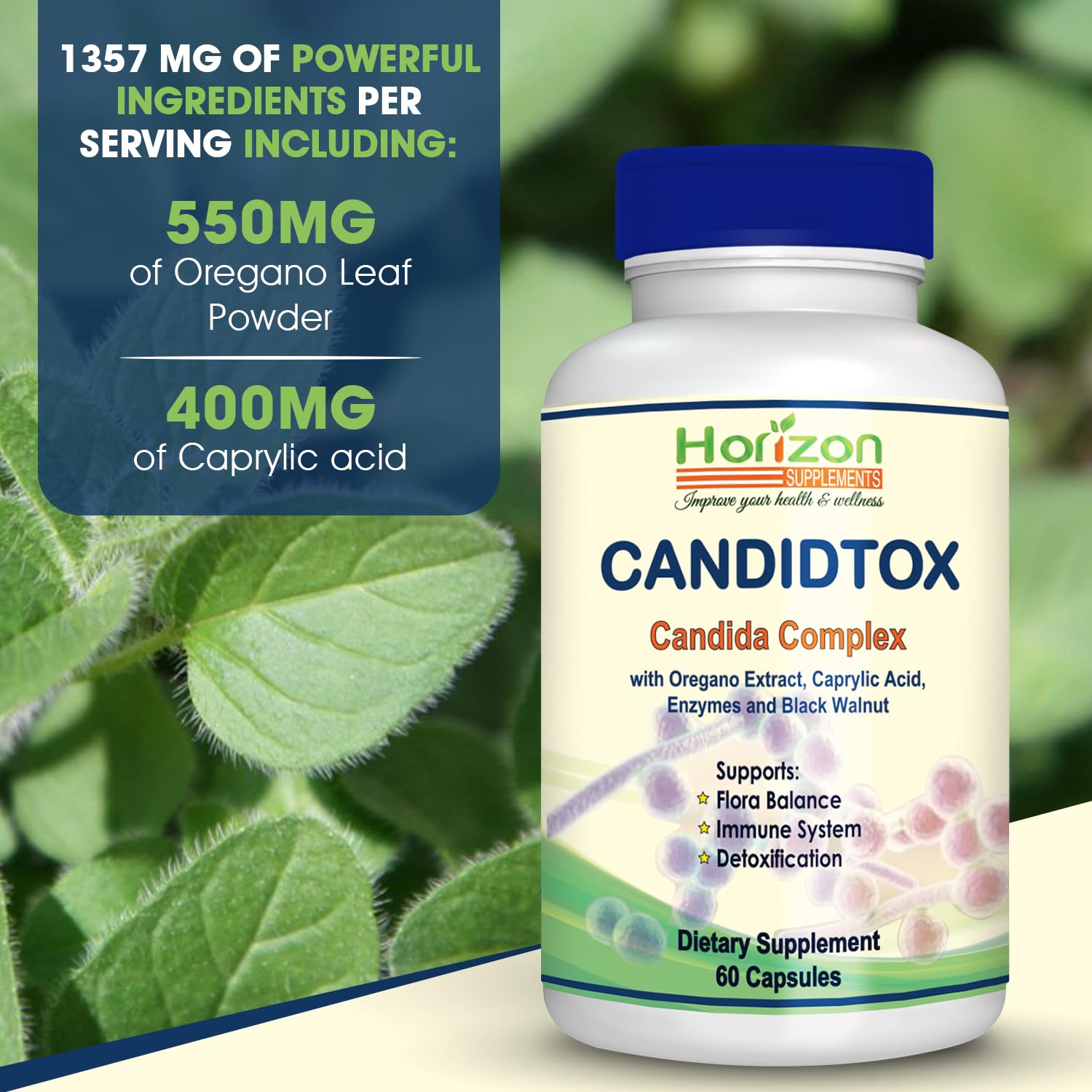 Candida Cleanse Support and Detox with Natural Herbs, probiotics and Oregano Oil Horizon SupplementsAu supplements