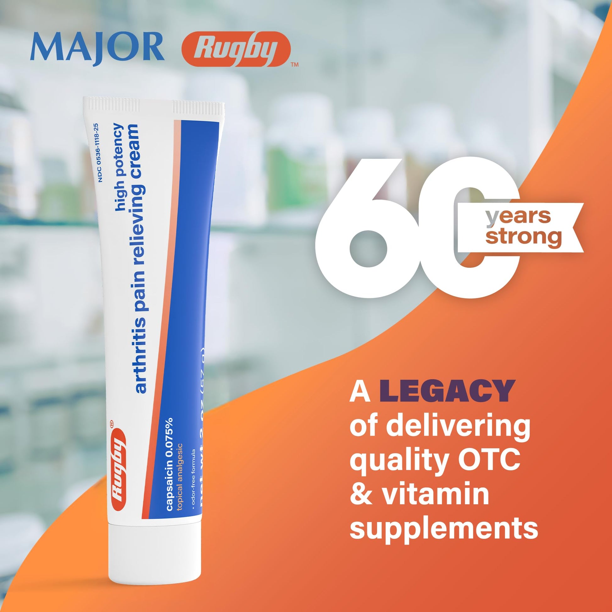 Rugby High Potency Capsaicin 0.075% Cream - Pain Relief Cream for Arthritis - 2 Oz (57g), (1 Pack) RUGBY LABORATORIESAu supplements
