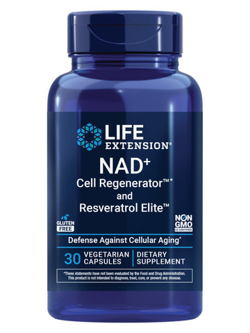 Life Extension NAD+ Cell Regenerator™ and Resveratrol Elite™*, nicotinamide riboside, Trans-resveratrol, quercetin, Fisetin, Heart Health, Healthy Aging, Vegetarian, Non-GMO, Gluten Free, 30 Capsules Life ExtensionAu supplements
