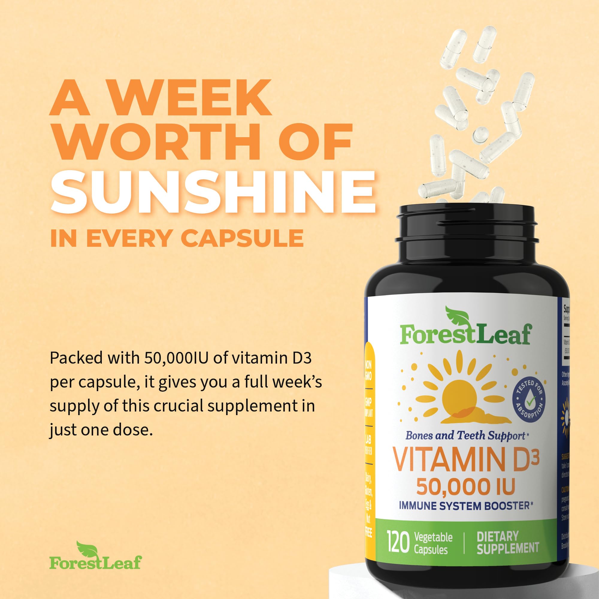 ForestLeaf - Vitamin D3 IU Weekly Supplement - (50,000 IU - 120 Count - 2 Pack) ForestLeafAu supplements