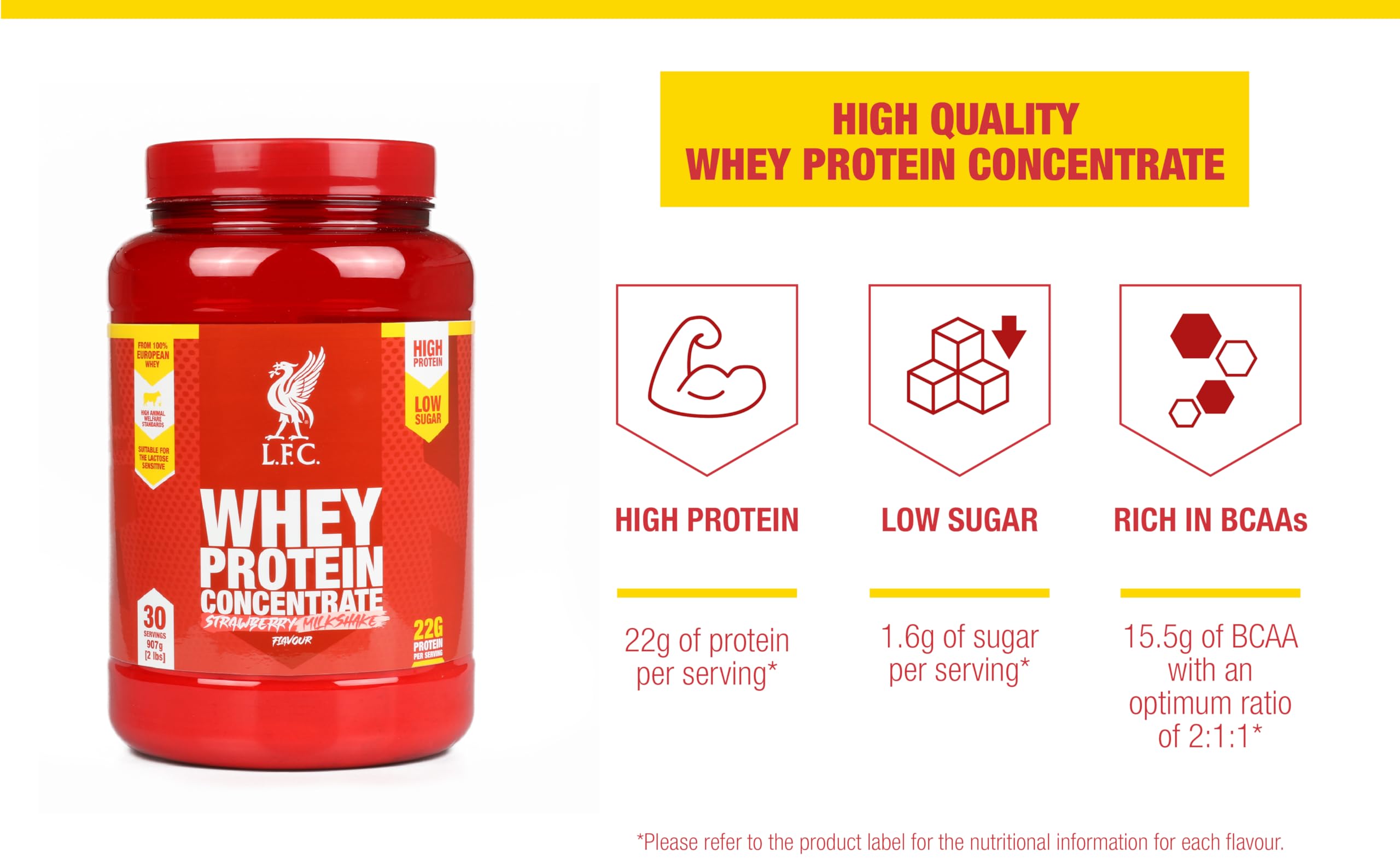 LFC Whey Protein Powder Strawberry Flavour 908g 15.5g Naturally-Occurring BCAAs 21g Protein Vector ConsumerAu supplements