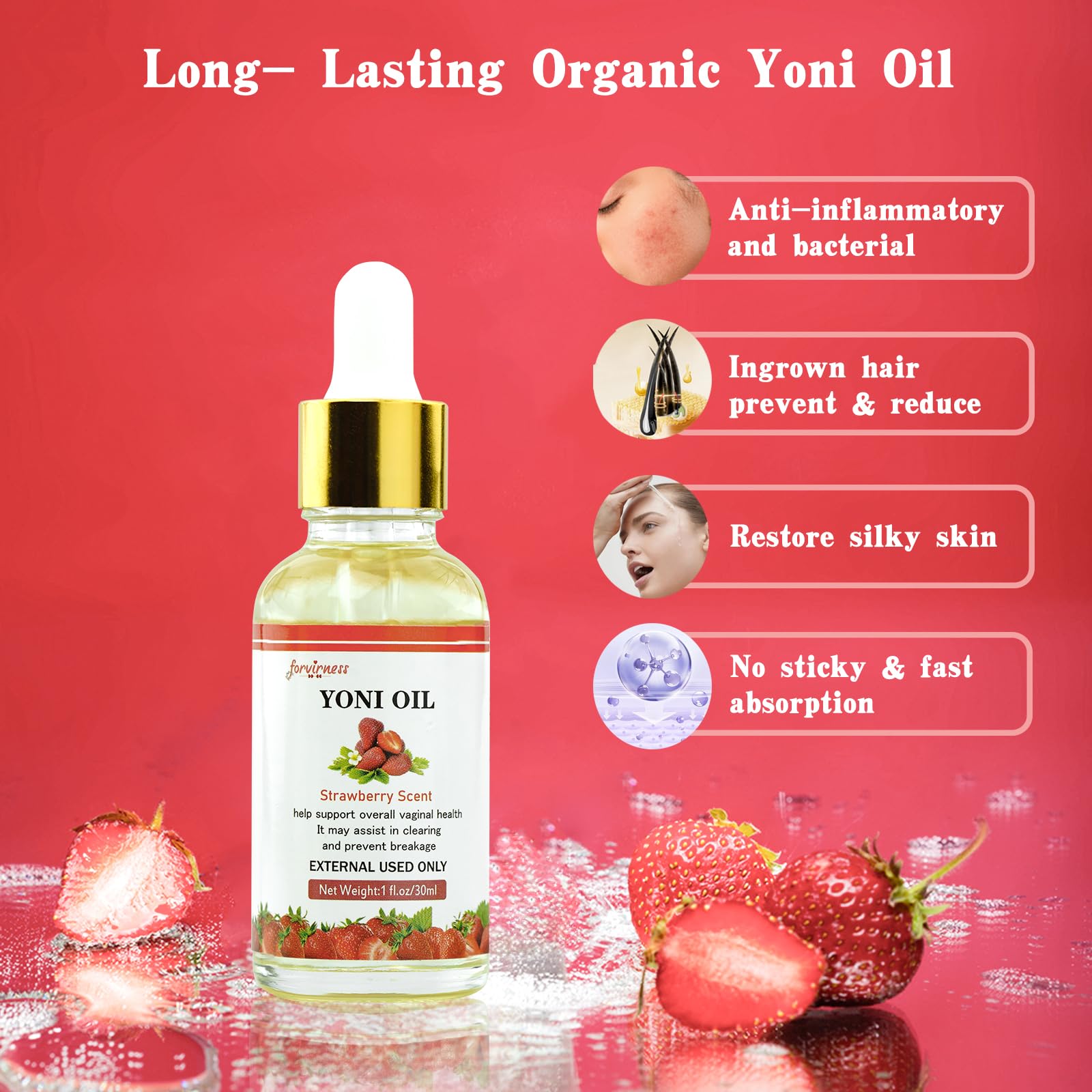 Yoni Wash Yoni Oil Yoni Bar Soap for Women PH Balance, Strawberry Body Oil, Feminine Wash forvirnessAu supplements