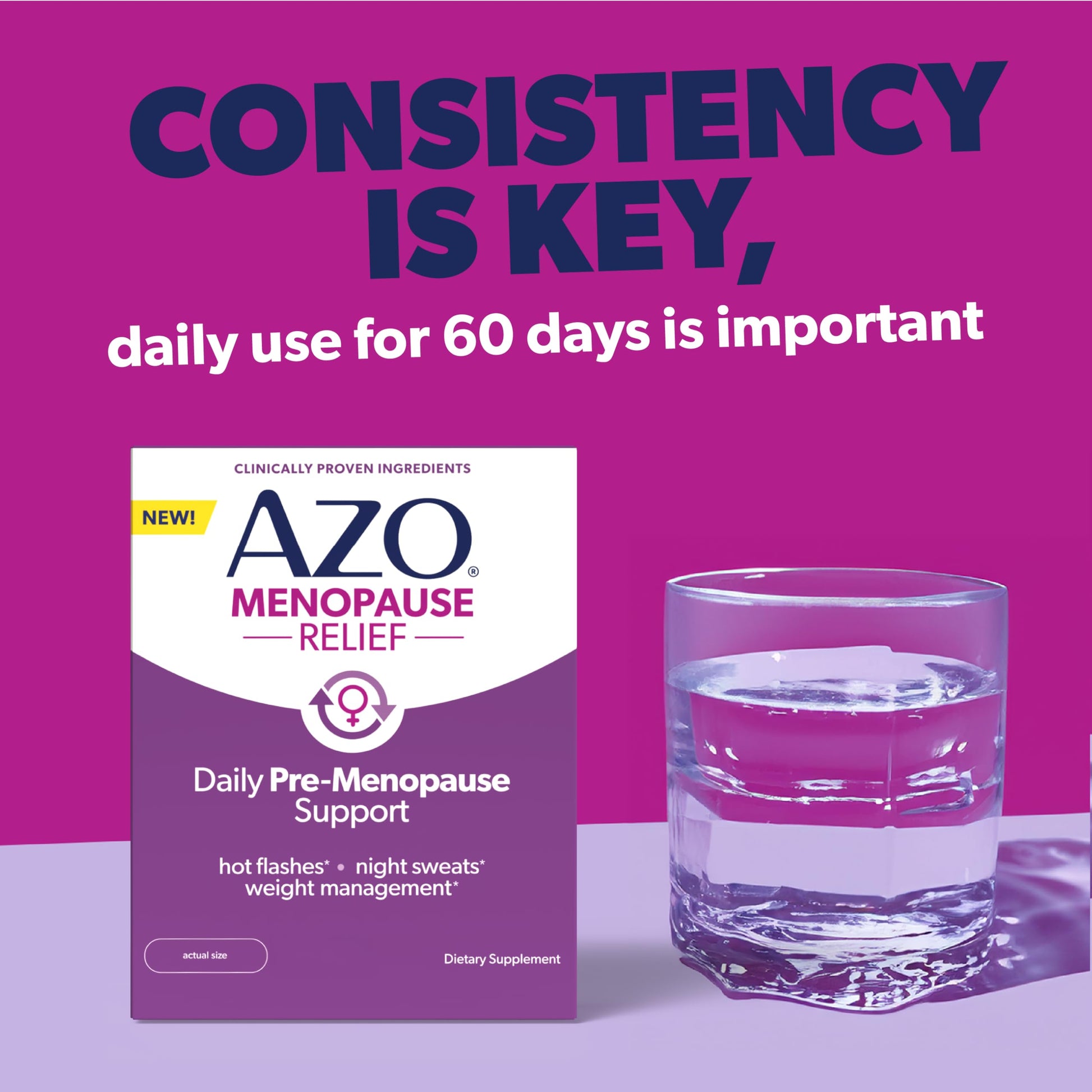 AZO® Daily Pre-Menopause Relief Perimenopause Supplements for Women, Hot Flash, Night Sweat and Healthy Weight Management Support* - 30 Count AZOAu supplements