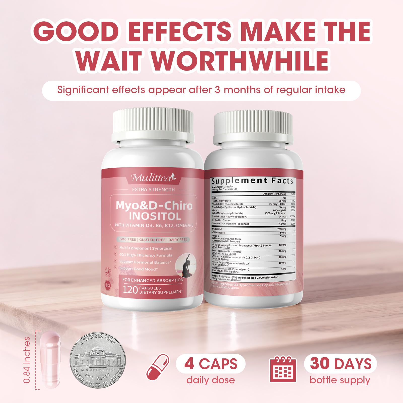 Mulittea Myo-Inositol & D-Chiro Supplement for Women - 14-in-1 Liposomal Inositol with Folic Acid,Omega-3 & Multivitamin for Hormone Balance,Support Ovarian,Skin & Mood- 40:1 Vegan 120 Capsules MulitteaAu supplements