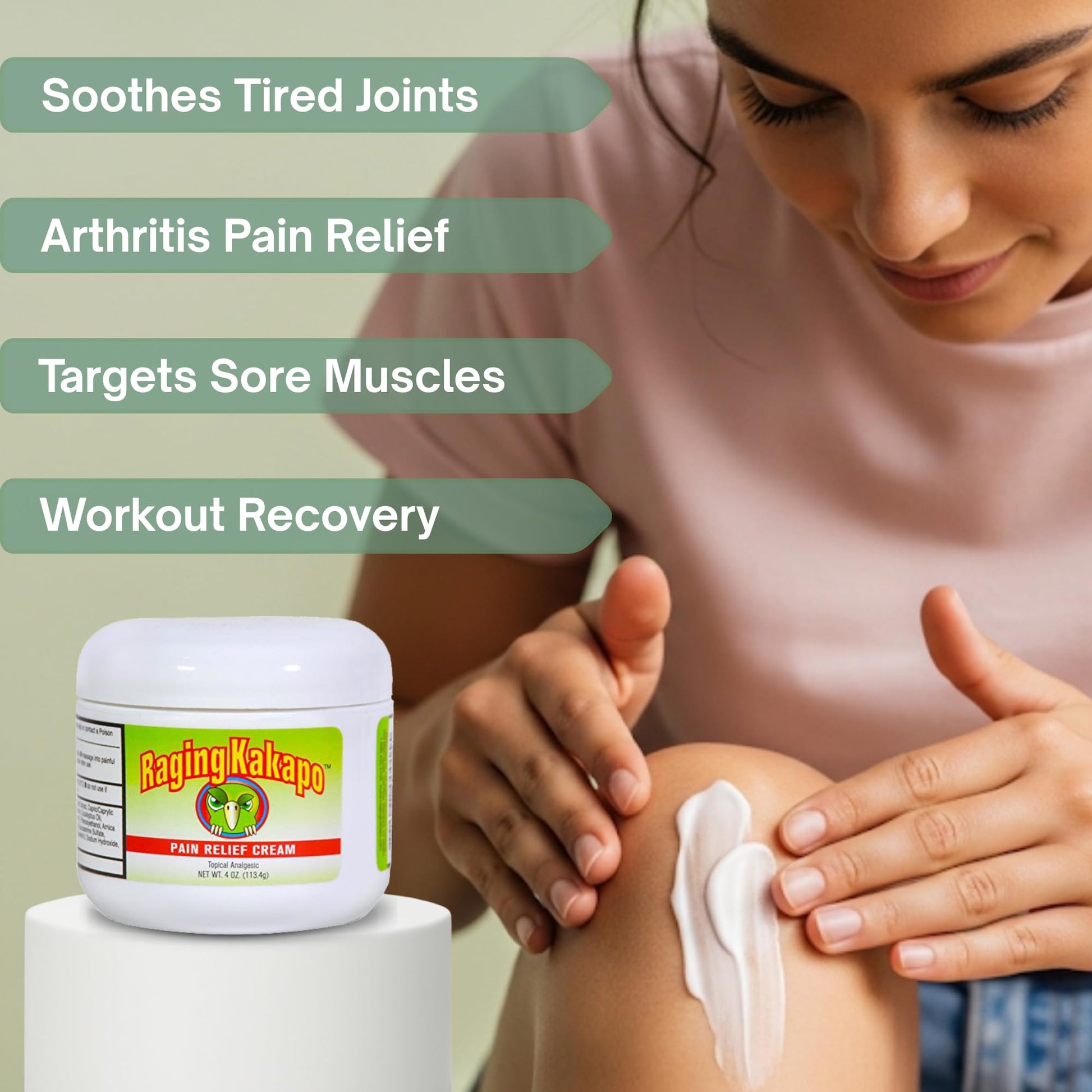 Raging Kakapo Pain Relief Cream 3 Pack - Sore Muscles, Joint Pain & Aches - Odor Free, Non-Greasy Pain Cream - Histamine Dihydrochloride, Capsaicin, Emu Oil, Arnica & More, 4 oz. Jar Raging KakapoAu supplements