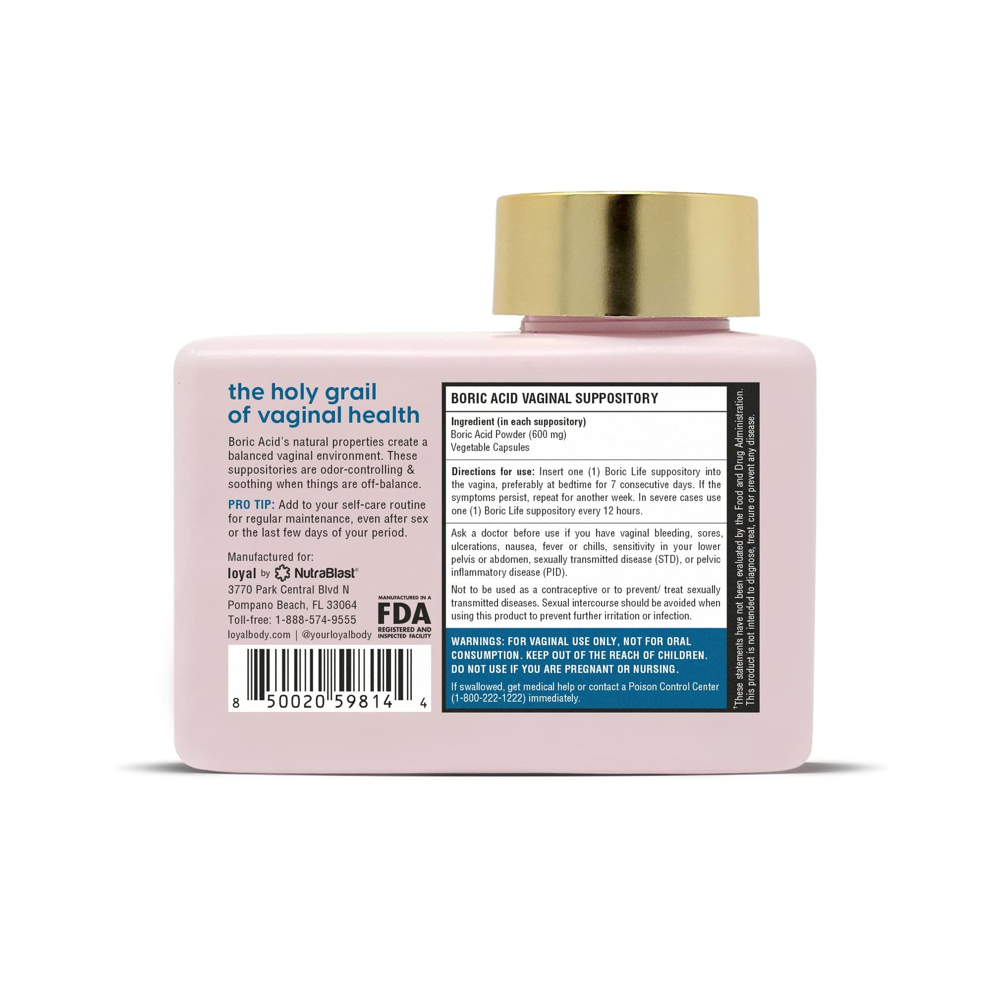 Loyal Boric Life - Boric Acid Vaginal Suppositories - 600mg - Supports Odor Control - Promotes Vaginal LoyalAu supplements