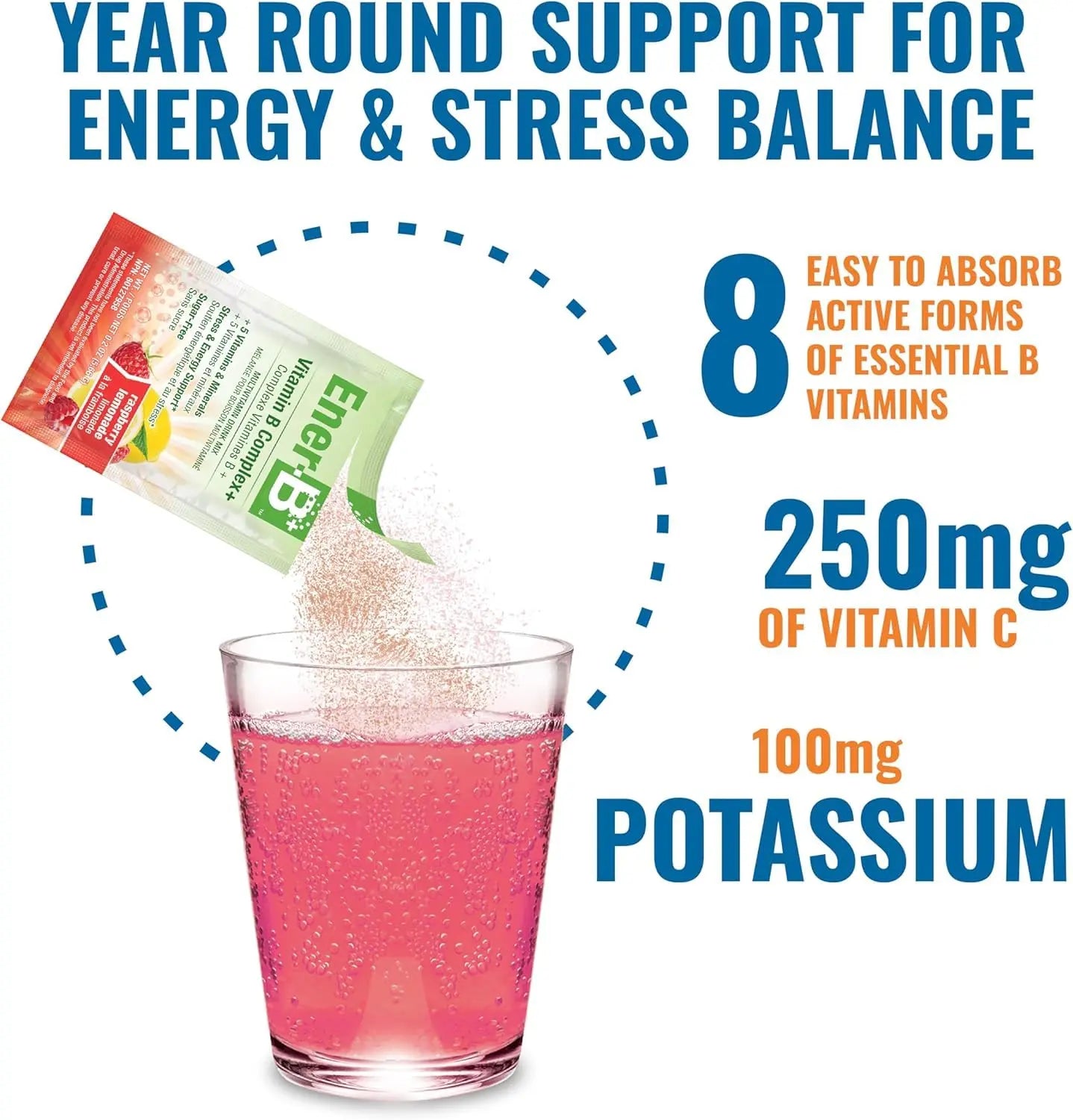 Ener-B+ Sugar Free Multivitamin Drink Mix - Vitamin Packets for Water, Electrolytes Powder No Sugar, Hydration Boost Packets, Zero Sugar Ener-LifeAu supplements