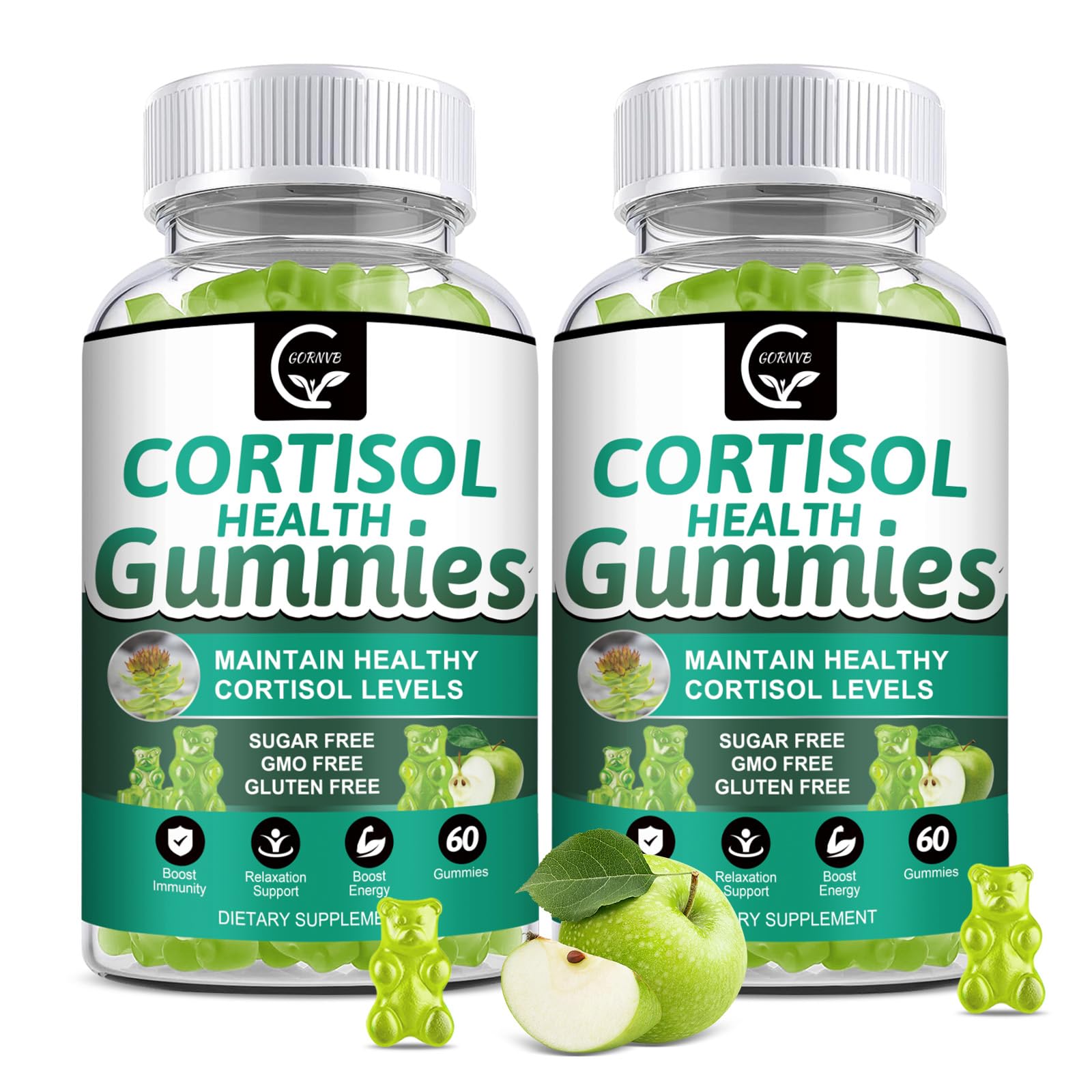 GORNVB Cortisol Gummies, Cortisol Supplement for Women with Magnesium, Ashwagandha, Rhodiola, Phosphatidylserine, L-Theanine, Black Pepper, Vitamin C & B6 - Relaxation, Focus, Sleep Support - 2 Pack GORNVBAu supplements