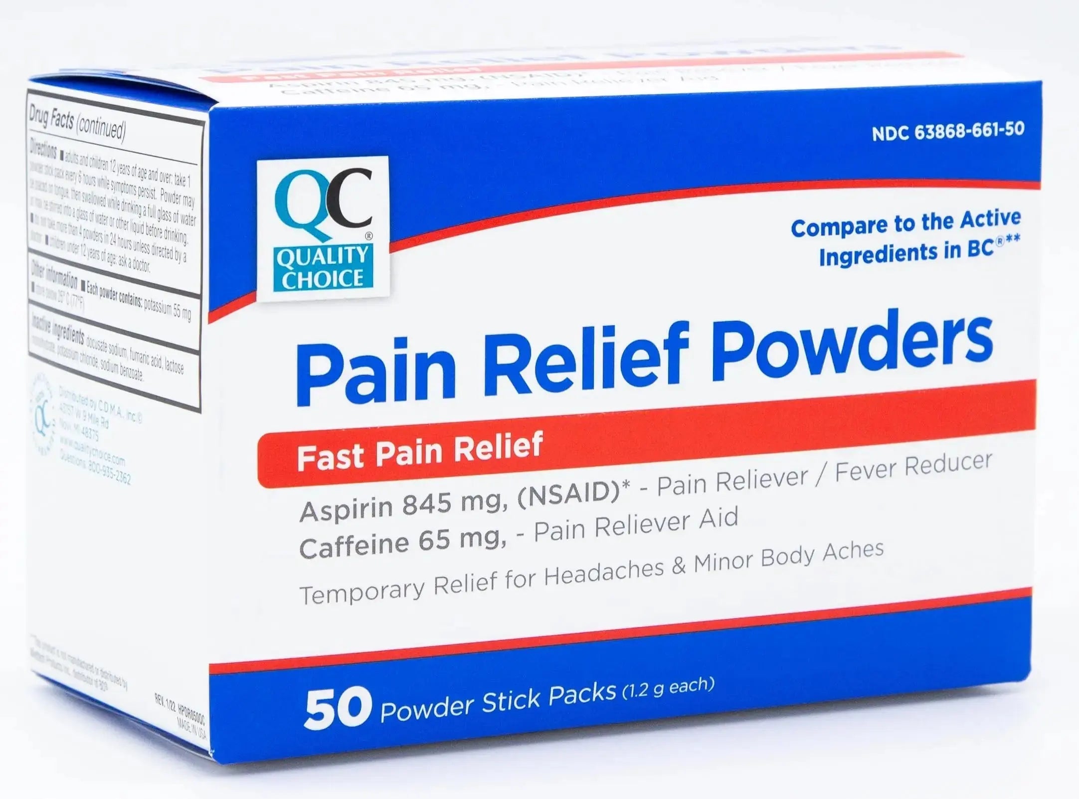 Quality Choice Fast Pain Relief Powder, Contains 50 Powder Packets for Rapid Pain Relief. Contains Aspirin & Caffiene Quality ChoiceAu supplements