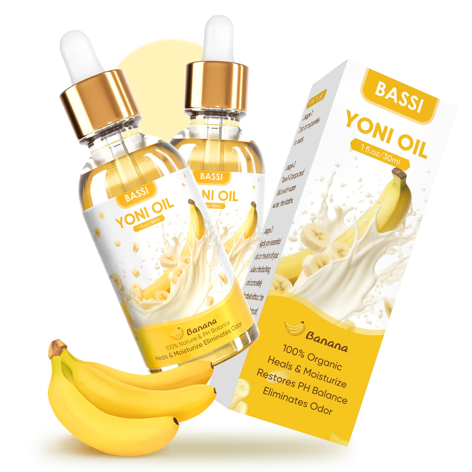 2PCS Yoni Oil Organic Feminine Oil Vaginal Moisturizer - Ph Balance for Women - Feminine Deodorant BASSIAu supplements