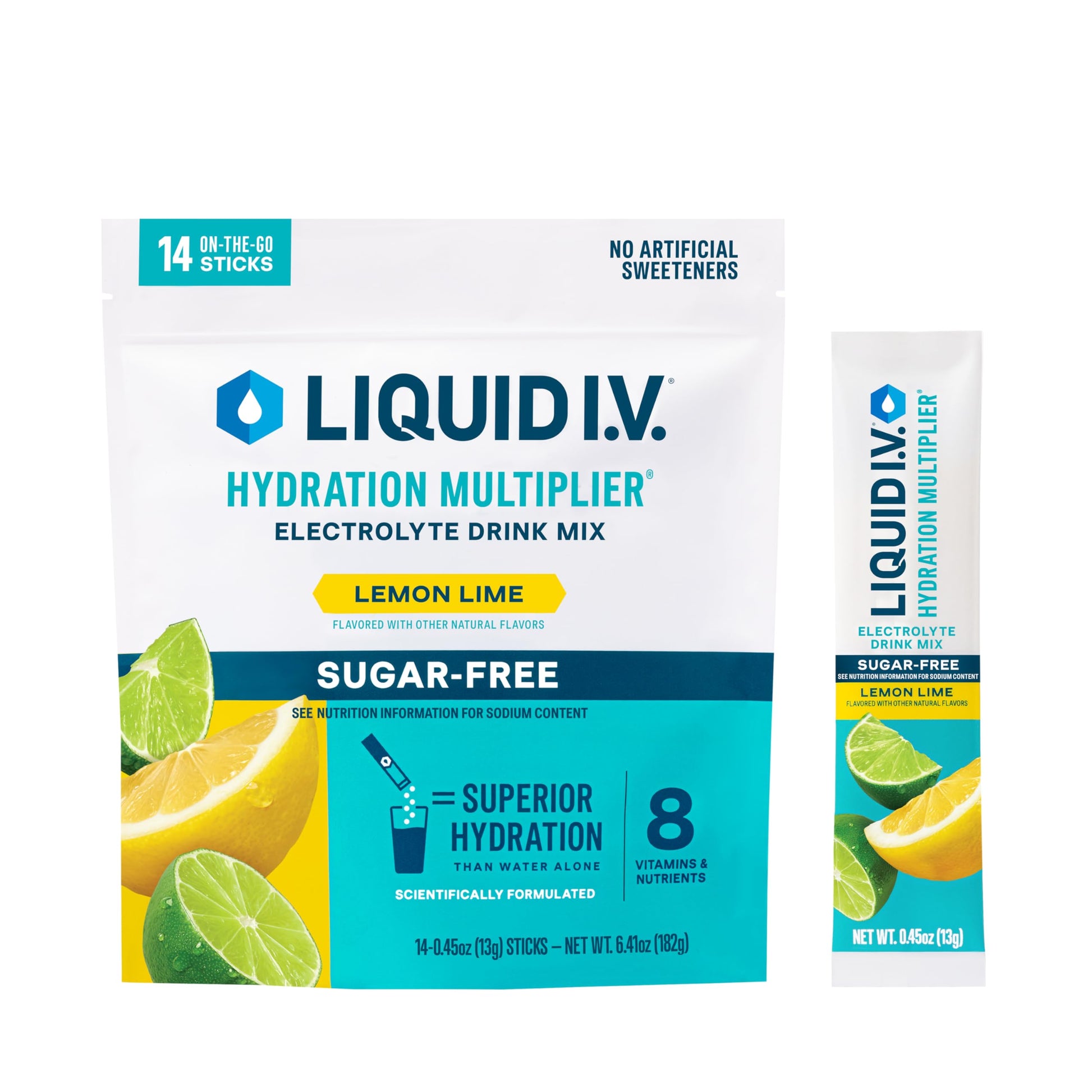 Liquid I.V.® Hydration Multiplier Sugar-Free - Lemon Lime | Electrolyte Powder Drink Mix | 1 Pack(14 Servings) Liquid I.V.US supplements