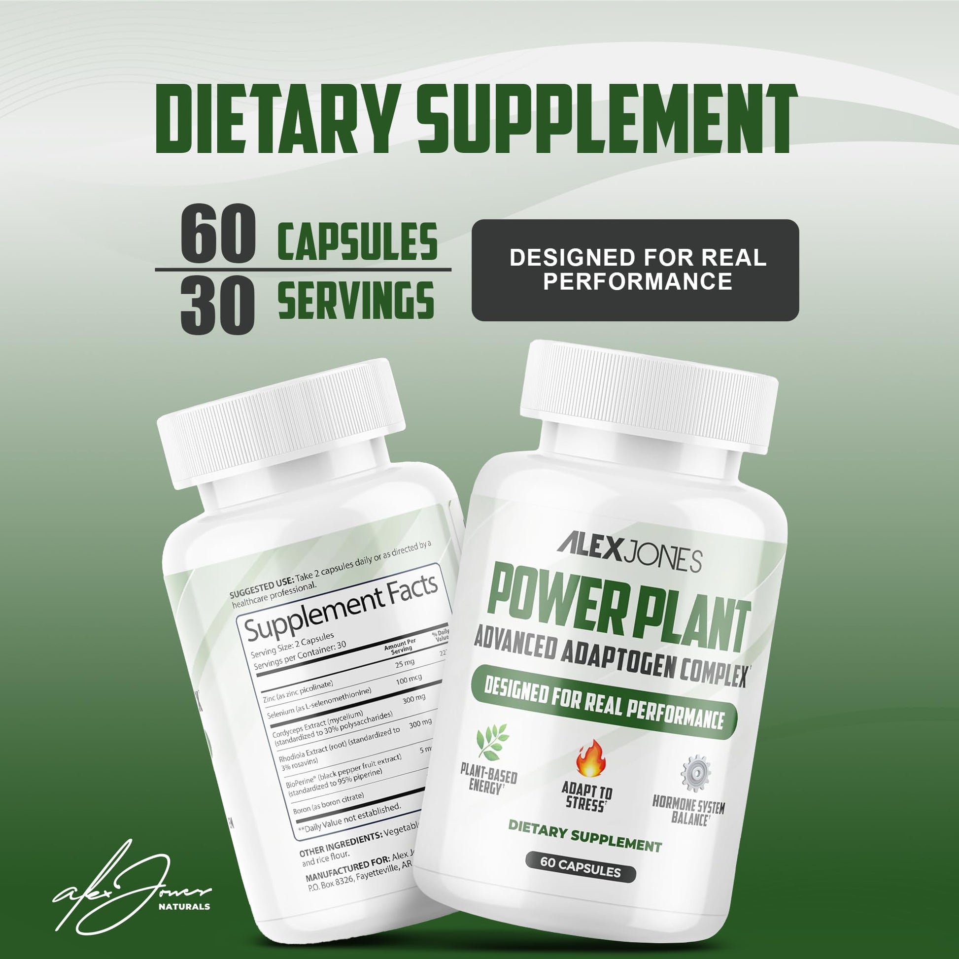 Adaptogenic Mushrooms with Cordyceps & Rhodiola – Daily Blend with Zinc, Selenium & Boron –Vegan Mushroom Capsules Supplement for Active Lifestyles – No Fillers or Additives – 60 Count Alex Jones NaturalsAu supplements