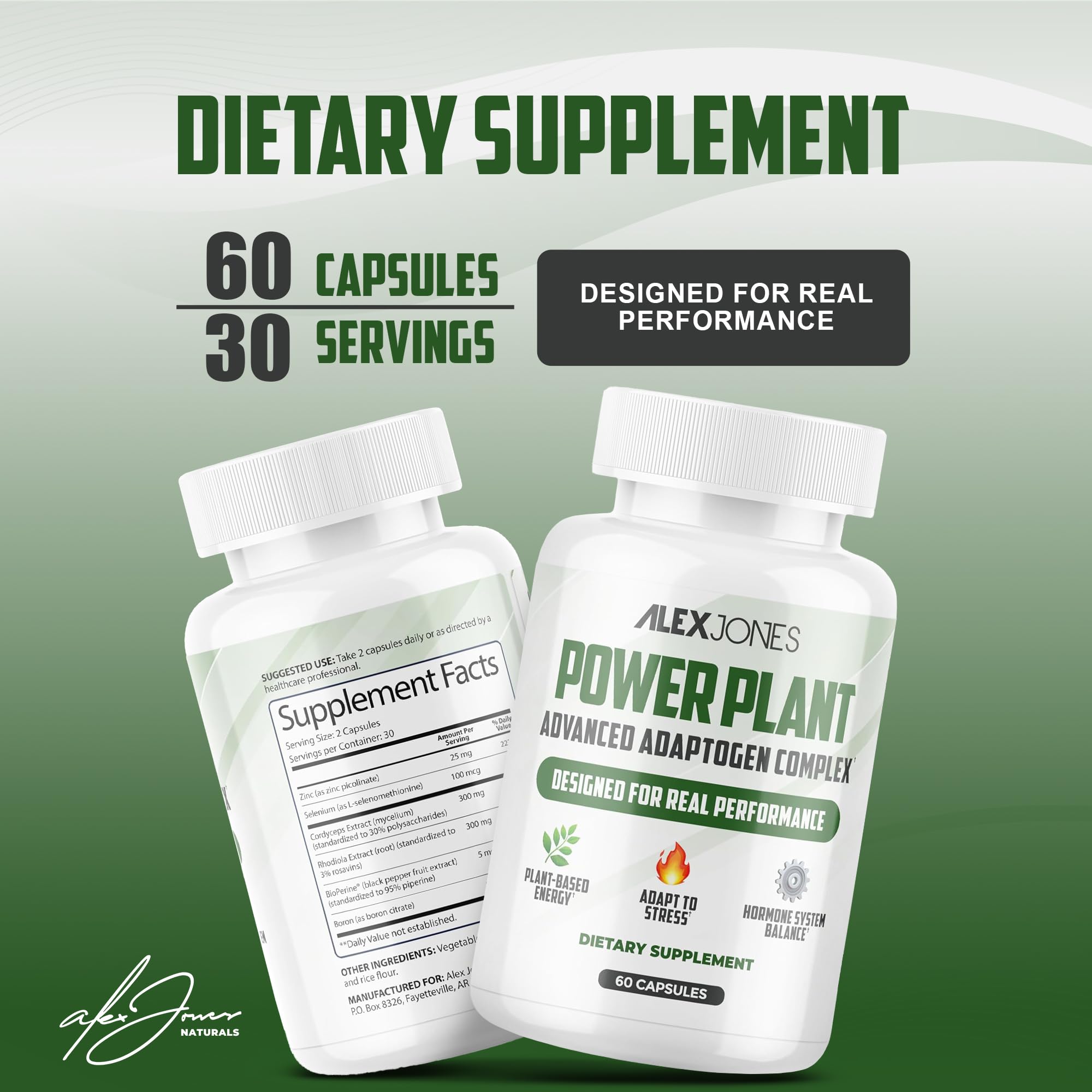 Adaptogenic Mushrooms with Cordyceps & Rhodiola – Daily Blend with Zinc, Selenium & Boron –Vegan Mushroom Capsules Supplement for Active Lifestyles – No Fillers or Additives – 60 Count Alex Jones NaturalsAu supplements