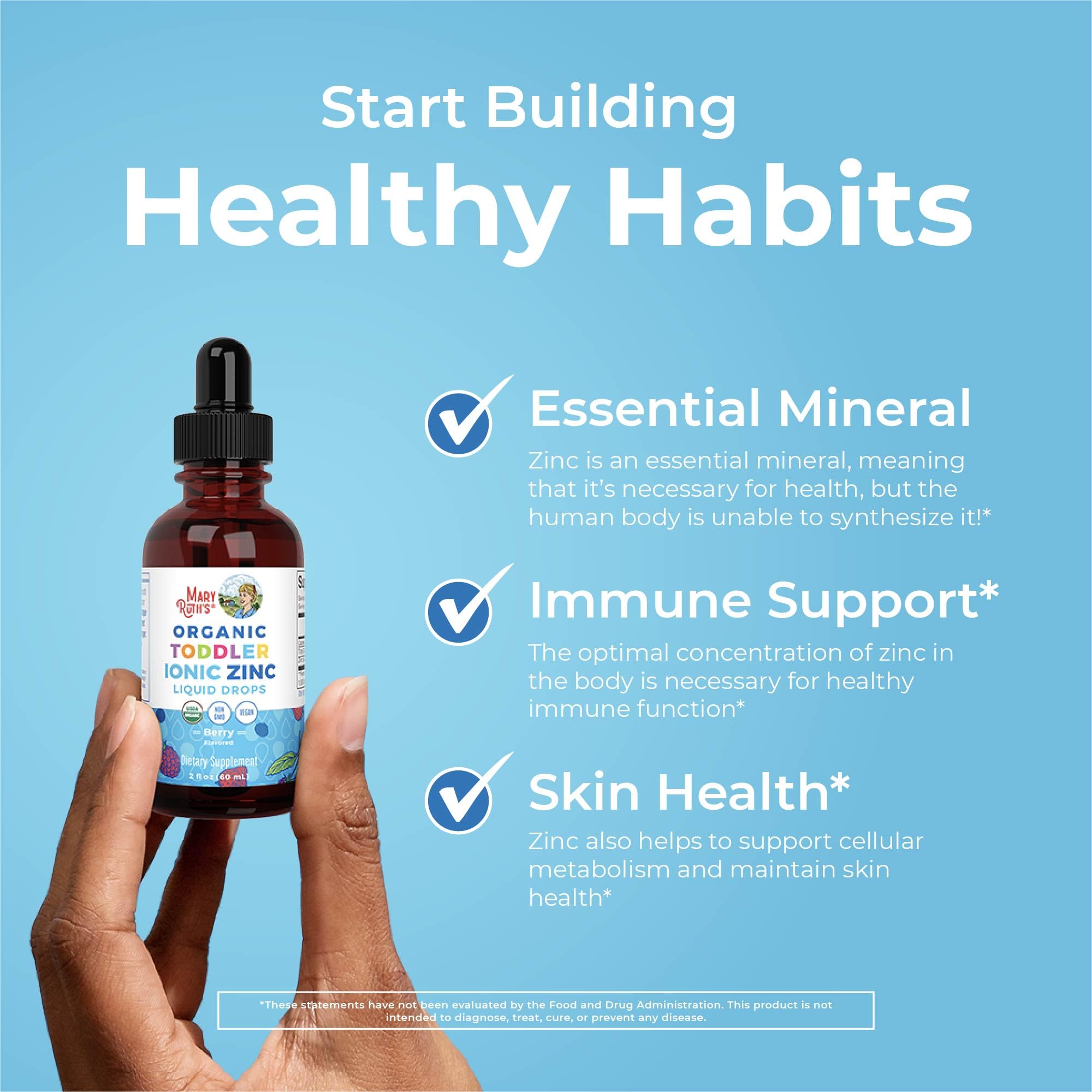 MaryRuth Organics USDA Toddler Liquid Drops | Zinc Sulfate | Immune Support Supplement| Skin Health | Vegan | Formulated for Ages 1-3 | Delicious Berry Flavor | 1 Month Supply | 2 Fl Oz MARYRUTH'SUS supplements