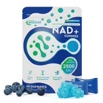 NIUSISE NAD Gummies Sugar Free, NAD+ Supplement with Liposomal Nicotinamide Riboside, Resveratrol, Quercetin, NAD Supplement for Anti-Aging, Energy, Cellular Health, Blueberry Flavor, 60 Gummies NIUSISEAu supplements