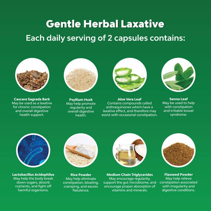 Herbal Laxative Capsules with Probiotics – Natural Laxative Pills to Cleanse Colon and Support Natures CraftUS supplements